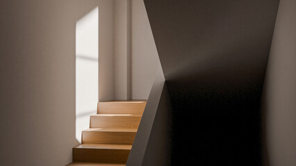Modern stairs design with window light scene premium photo 3d render