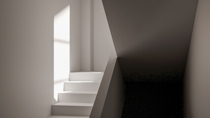 Obraz premium Modern stairs design with window light scene premium photo 3d render