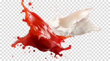 Fototapeta premium myonaise and tomato sauce splash cutout isolated on transparent (PNG) background