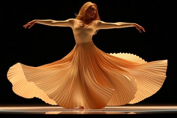 Fototapeta premium Woman in a Yellow Dress on a Stage