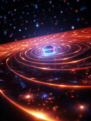 Bokeh rendering, isometric views, unstable gravitational space waves, eternal beings made of luminous viscous gels, travel faster than the speed of light in the world of black holes