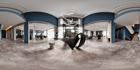 360 degrees view of luxury home interior, 3d rendering