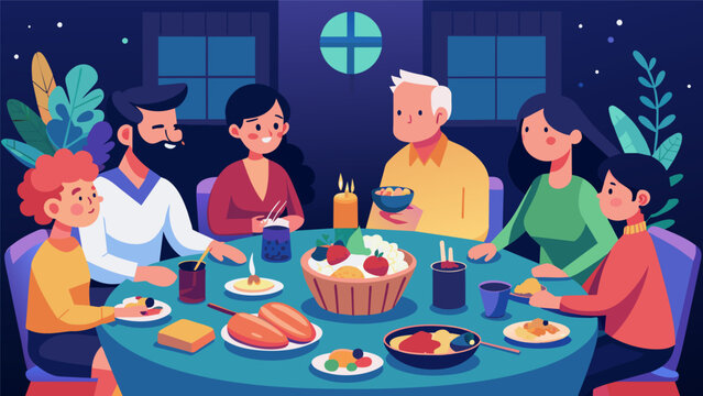 As the night progresses the family bonds over shared stories and newfound love for new and exotic dishes.