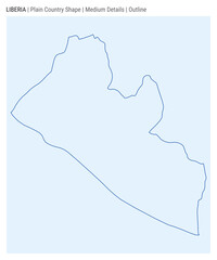 Liberia plain country map. Medium details. Outline style. Shape of Liberia. Vector illustration.