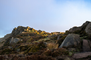 Sunrise at The Roaches in the Staffordshire Peak District National Park, England, UK.