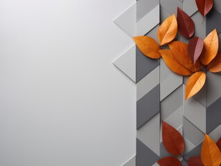 Gray abstract background with autumn colors textured design for Thanksgiving, Halloween, and fall. Geometric block pattern with copy space