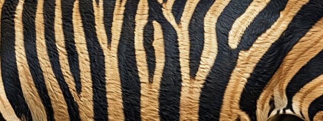 zebra skin texture background. Animal fur, background for Fabric design. Natural black and white striped pattern