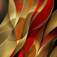 Abstract red and gold waves on black background, a vibrant and dynamic design with a touch of elegance