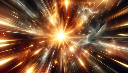 an image capturing the essence of a cosmic explosion, with radiant beams of light emanating from a central point