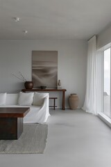 Fototapeta na wymiar Minimalist Interior design Warm White pink yellow Life style relax cozy