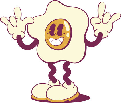 Retro groovy egg mascot character