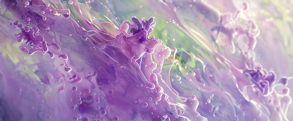 Lilac and peridot intertwine delicately, forming an enchanting ballet of liquid pastels captured...