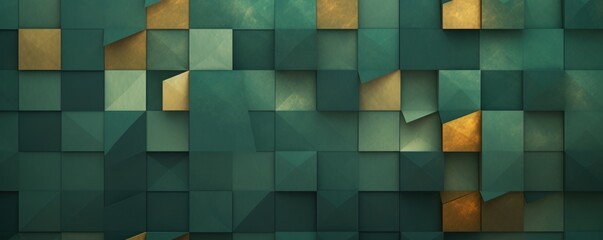 Green abstract background with autumn colors textured design for Thanksgiving, Halloween, and fall. Geometric block pattern with copy space