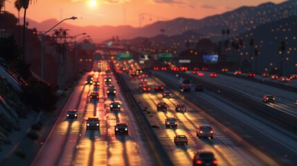Freeway at sunset