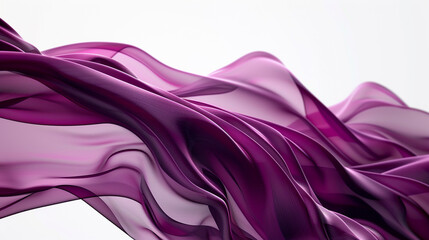 A rich aubergine wave, mysterious and deep, flowing elegantly over a white background, rendered in a breathtakingly clear high-definition image.