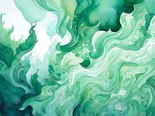 abstract background with waves green 