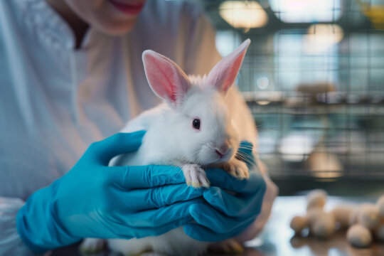 white rabbit in the lab
