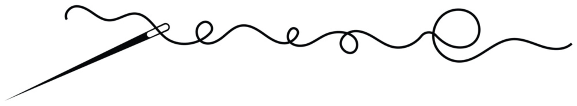 recommend clip art: Needle and thread silhouette icon vector illustration. Tailor logo with needle symbol and curvy thread isolated on white background. Tailor sign template, sewing instrument design, fashion icon.Eps 10