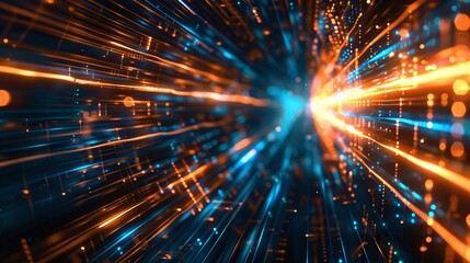 Obraz premium A bright blue and orange light with many small dots