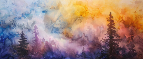 Layers of colorful mist intertwine, forming an enchanting backdrop of abstract beauty.