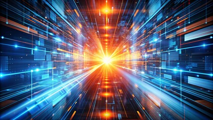 A bright blue and orange light with many small dots