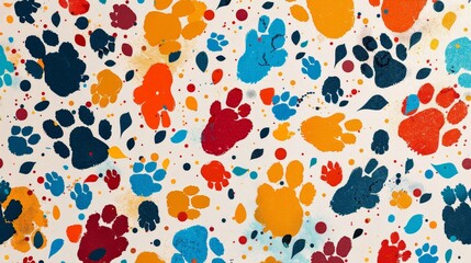 Colorful paw print pattern. Perfect for a pet-themed business or pet lover.