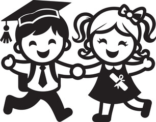Happy graduation boy and girl vector illustration for Children's day.