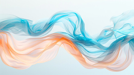 A striking image of cerulean and peach waves, swirling elegantly and isolated on a stark white background.