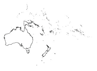 Fototapeta premium Outline of the map of Oceania Region
