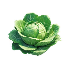 Obraz premium 3D Fresh Green Cabbage - Crisp and Organic Vegetable Isolated on White