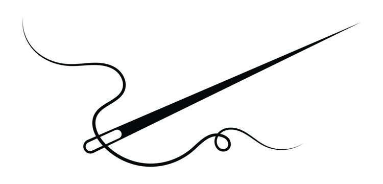 recommend clip art: Needle and thread silhouette icon vector illustration. Tailor logo with needle symbol and curvy thread isolated on white background. Tailor sign template, sewing instrument design, fashion icon.Eps 10
