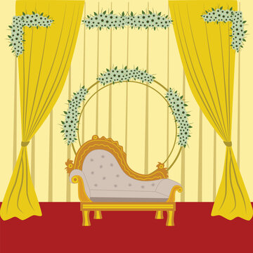 Marriage Wedding Stage Decoration with couple chair