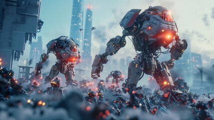 Clash of Titans: Robots Battle in City
