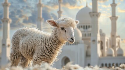 Obraz premium Goat Qurbani Eid al adha mubarak festival islamic background,Goat Qurbani. Generated AI