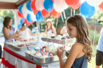 Homemade Ice Cream Station Independence Day Celebration
