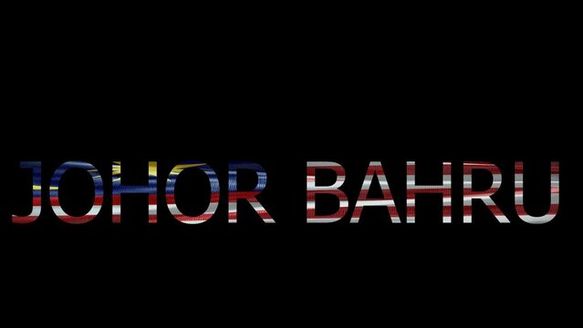 Johor Bahru Name on Transparent Background. Waving Flag