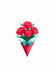 Mother's Day Carnation Flower 2D Illustration, background picture
