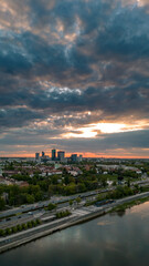 Obraz premium view of Warsaw from above the Vistula river in spring in Poland