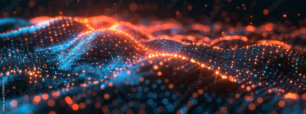 Poster chiplets powering an ai brain - glowing neural network symbolizing intelligence and processing power