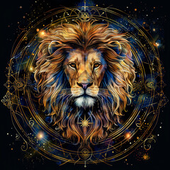 Astrological horoscope zodiac Leo sign. Astrology, knowledge of the stars in the sky