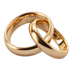 Two wedding rings connected to each other.