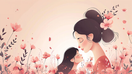 Mother and Child in a Field of Flowers