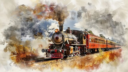 a wonderful image of an old train that brings back the good old days, generated by AI
