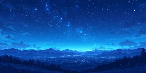 Beautiful night sky with stars and clouds over the mountains