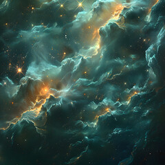 Obraz premium Stellar Night Sky with Realistic Stars and Clouds