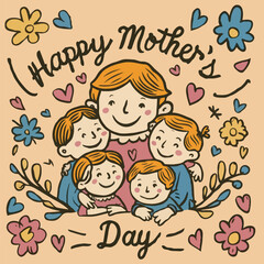 A delightful and nostalgic illustration for happy mother's day 04