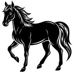 horse silhouette isolated on white