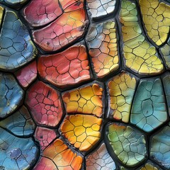 Seamless abstract rainbow cracked leather pattern background