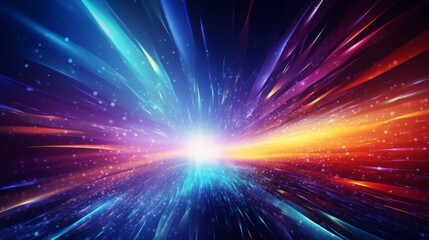 Fototapeta premium Vibrant digital streams with particle effects and light bursts, representing high-speed data transfer,