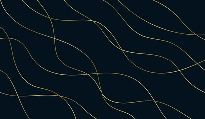 Dark blue abstract background and golden wave